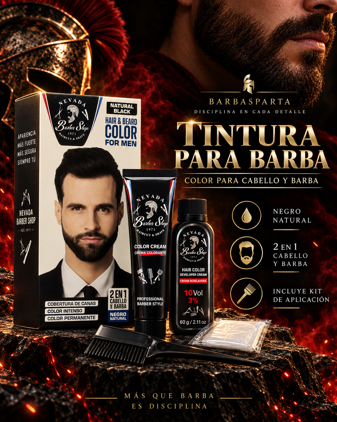 Arte profesional BarbaSparta de la tintura para barba
